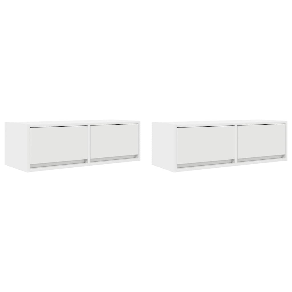 Tv Skříňky 2 Ks Bílá 80X31X25,5 Cm Dřevěná Konstrukce