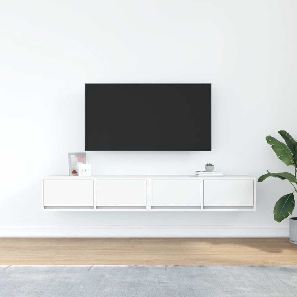 Tv Skříňky 2 Ks Bílá 80X31X25,5 Cm Dřevěná Konstrukce