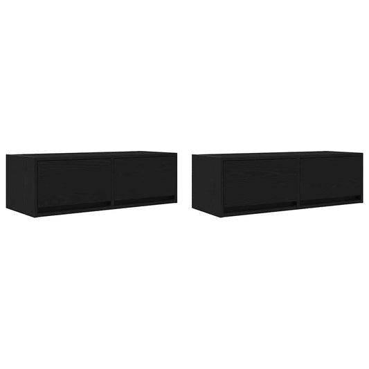 Tv Skříňky 2 Ks Dub Černý 80X31X25,5 Cm Dřevěné Konstrukce
