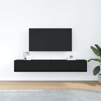 Tv Skříňky 2 Ks Dub Černý 80X31X25,5 Cm Dřevěné Konstrukce