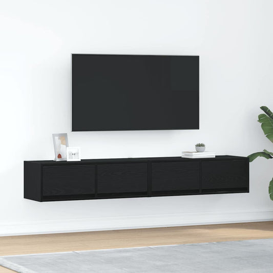 Tv Skříňky 2 Ks Dub Černý 80X31X25,5 Cm Dřevěné Konstrukce
