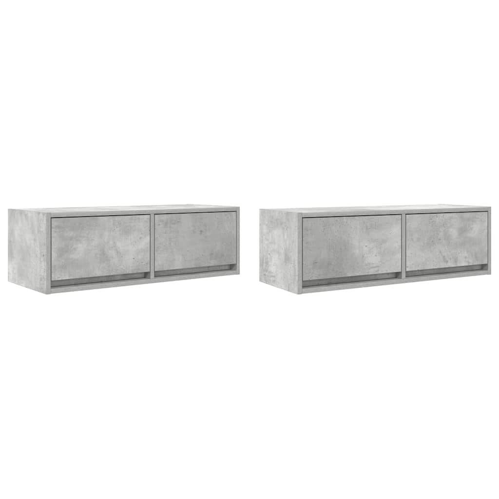 Tv Skříňky 2 Ks Betonová Šedá 80X31X25,5 Cm Dřevěná Konstrukce