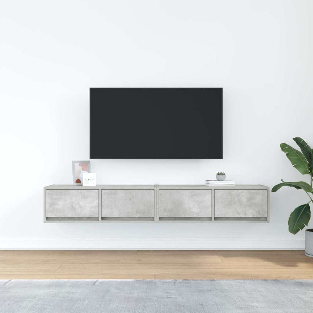 Tv Skříňky 2 Ks Betonová Šedá 80X31X25,5 Cm Dřevěná Konstrukce