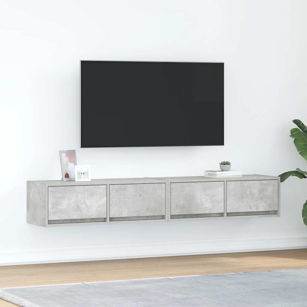 Tv Skříňky 2 Ks Betonová Šedá 80X31X25,5 Cm Dřevěná Konstrukce