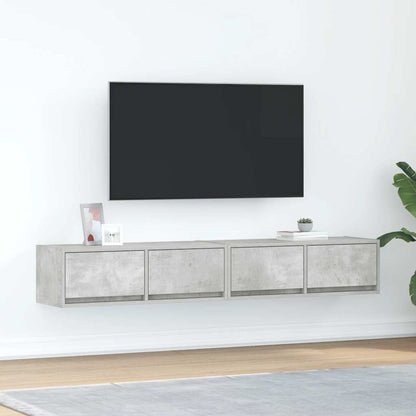 Tv Skříňky 2 Ks Betonová Šedá 80X31X25,5 Cm Dřevěná Konstrukce