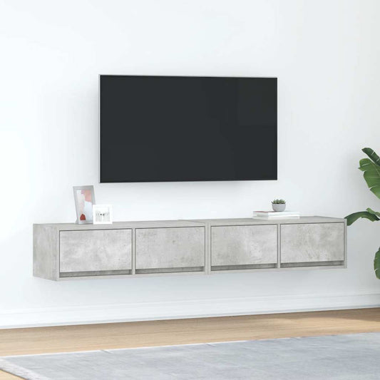 Tv Skříňky 2 Ks Betonová Šedá 80X31X25,5 Cm Dřevěná Konstrukce