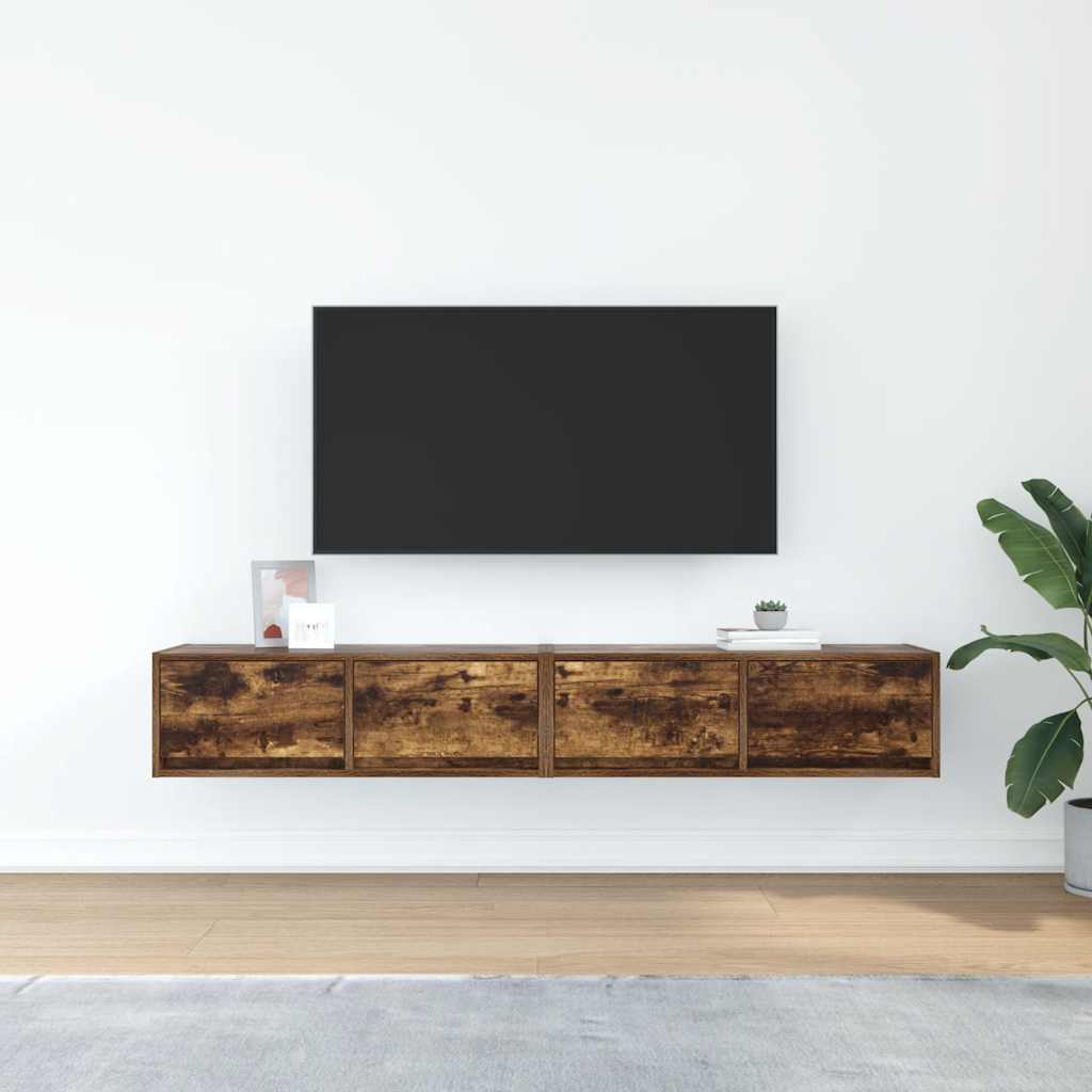 Tv Skříňky 2 Ks Kouřový Dub 80X31X25,5 Cm Dřevěné Konstrukce