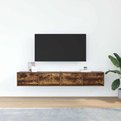Tv Skříňky 2 Ks Kouřový Dub 80X31X25,5 Cm Dřevěné Konstrukce