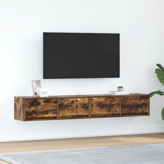 Tv Skříňky 2 Ks Kouřový Dub 80X31X25,5 Cm Dřevěné Konstrukce