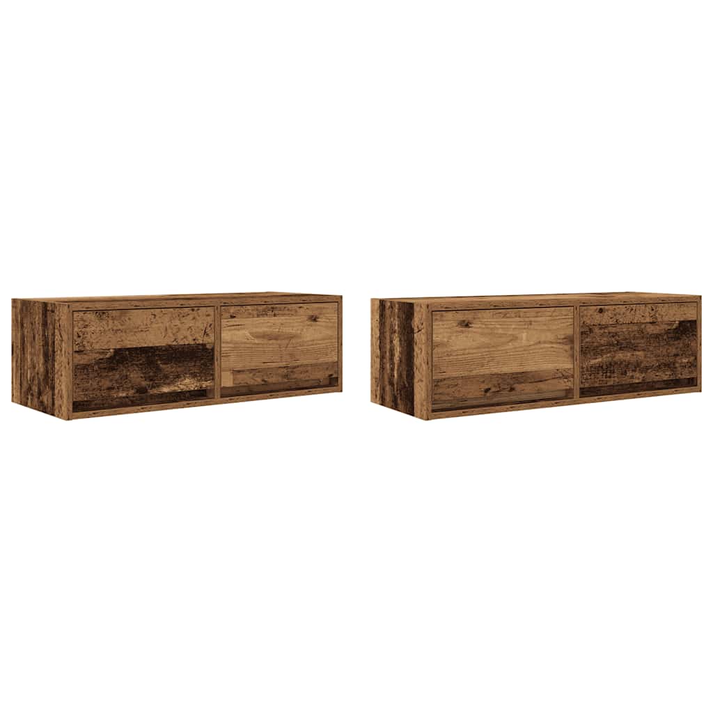 Tv Skříňky 2 Ks Staré Dřevo 80X31X25,5 Cm Dřevěné Konstrukce