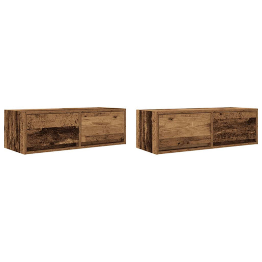 Tv Skříňky 2 Ks Staré Dřevo 80X31X25,5 Cm Dřevěné Konstrukce