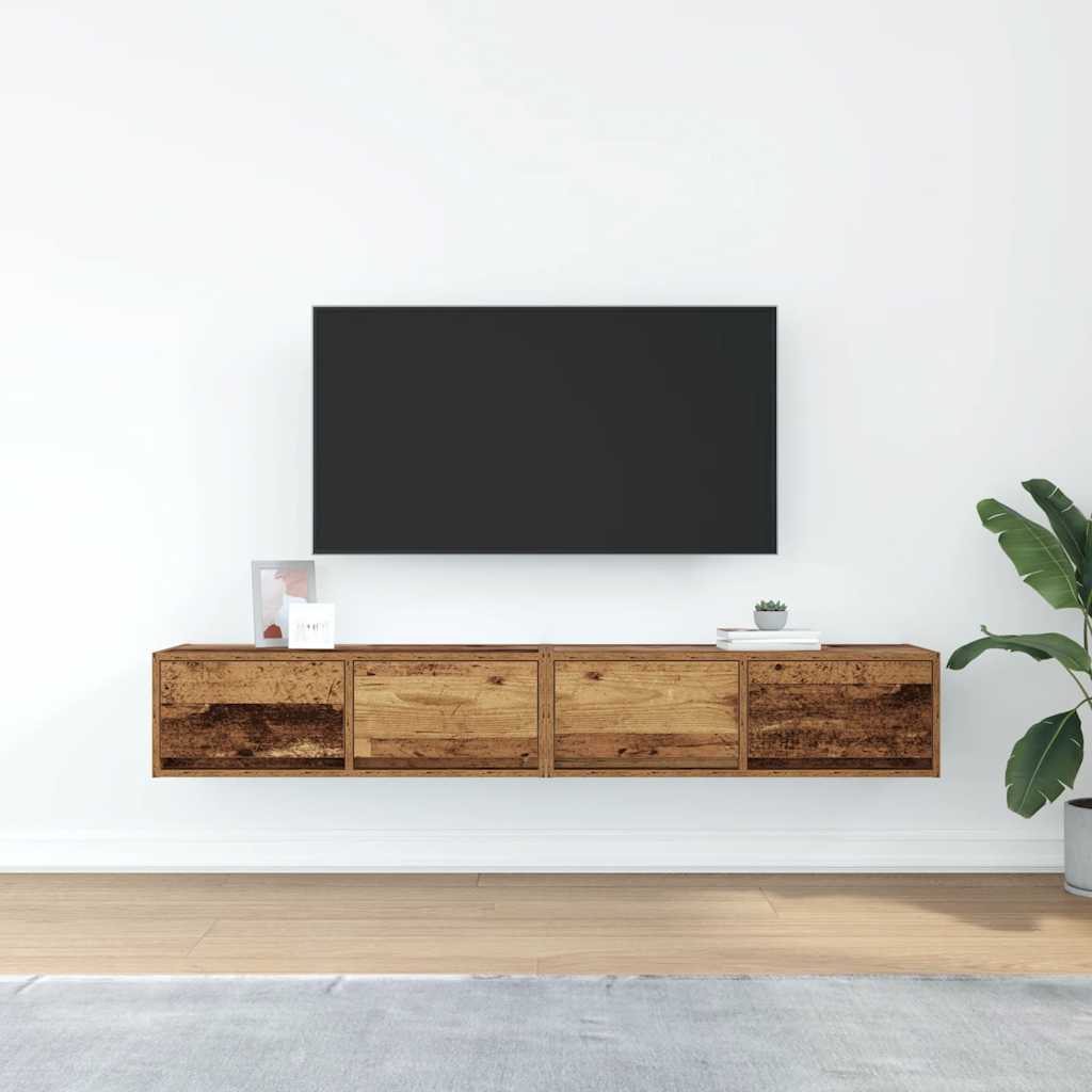 Tv Skříňky 2 Ks Staré Dřevo 80X31X25,5 Cm Dřevěné Konstrukce