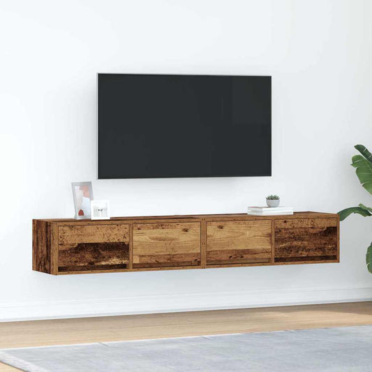 Tv Skříňky 2 Ks Staré Dřevo 80X31X25,5 Cm Dřevěné Konstrukce