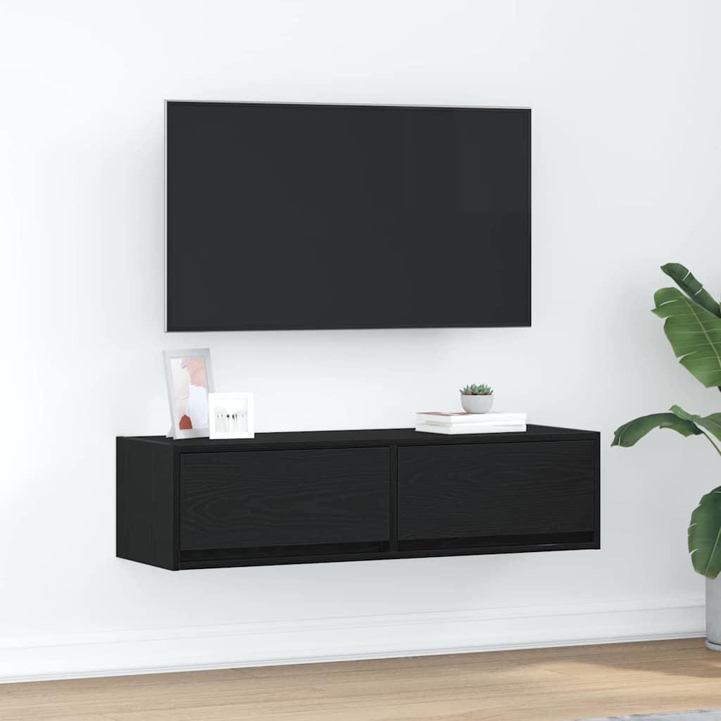 Televizní Skříň 100 X 31 X 25,5 Cm Černý Dub Kompozitní Dřevo