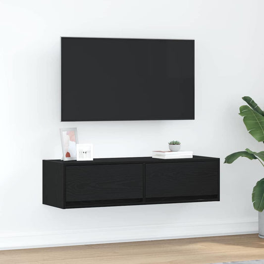 Televizní Skříň 100 X 31 X 25,5 Cm Černý Dub Kompozitní Dřevo