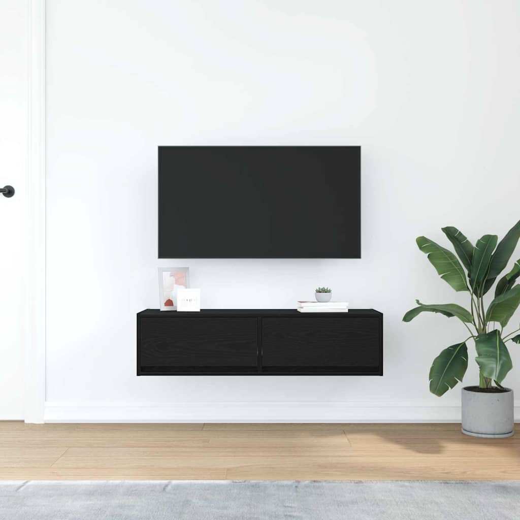 Televizní Skříň 100 X 31 X 25,5 Cm Černý Dub Kompozitní Dřevo