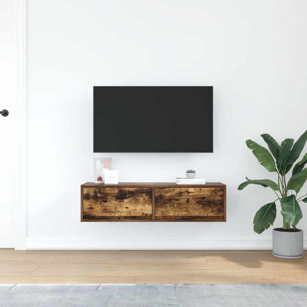 Televizní Skříň 100 X 31 X 25,5 Cm Kouřový Dub Kompozitní Dřevo