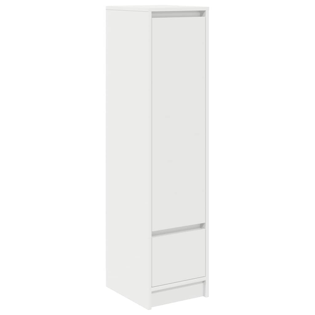 Highboard White 29,5X34X119,5 Cm Dřevěná Konstrukce