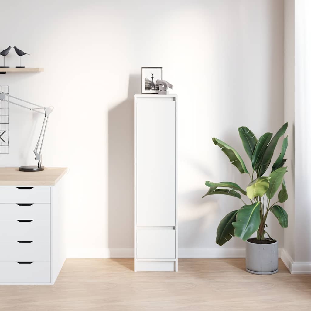 Highboard White 29,5X34X119,5 Cm Dřevěná Konstrukce
