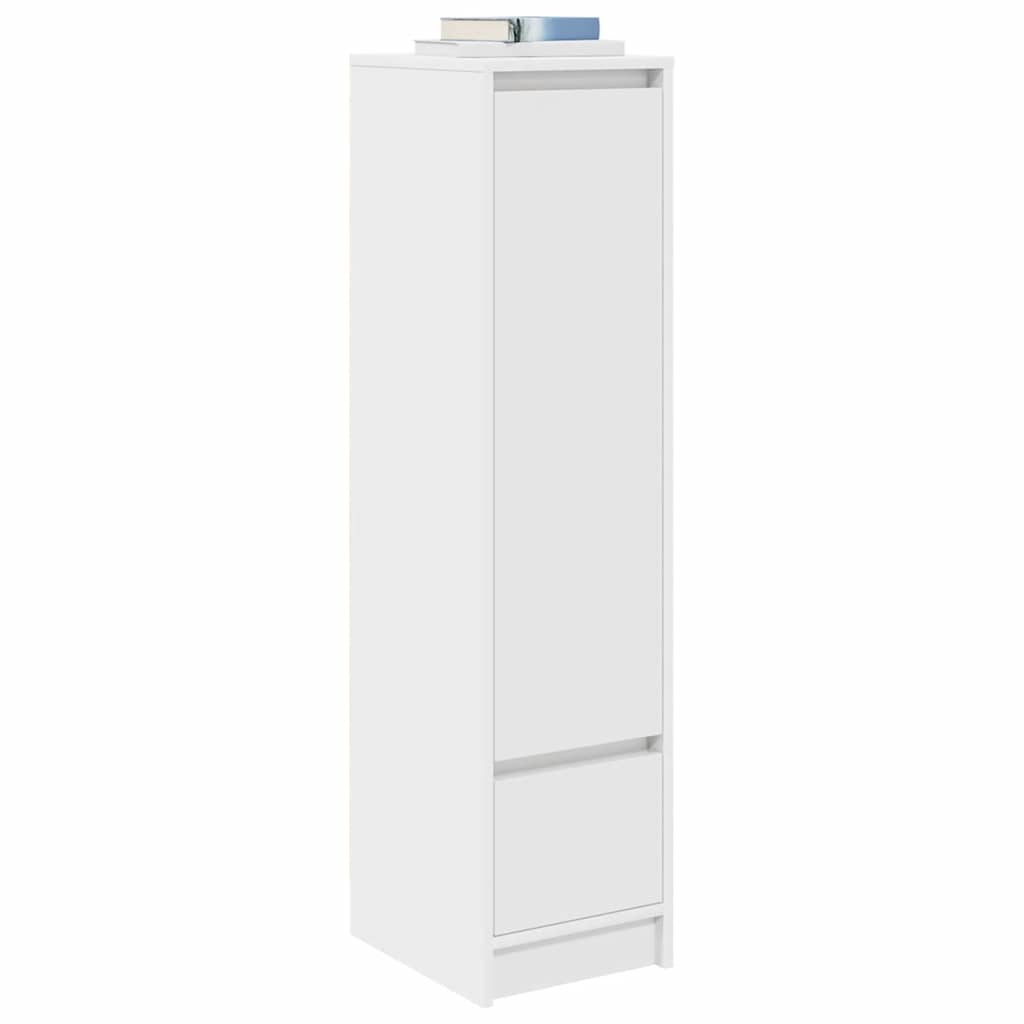 Highboard White 29,5X34X119,5 Cm Dřevěná Konstrukce