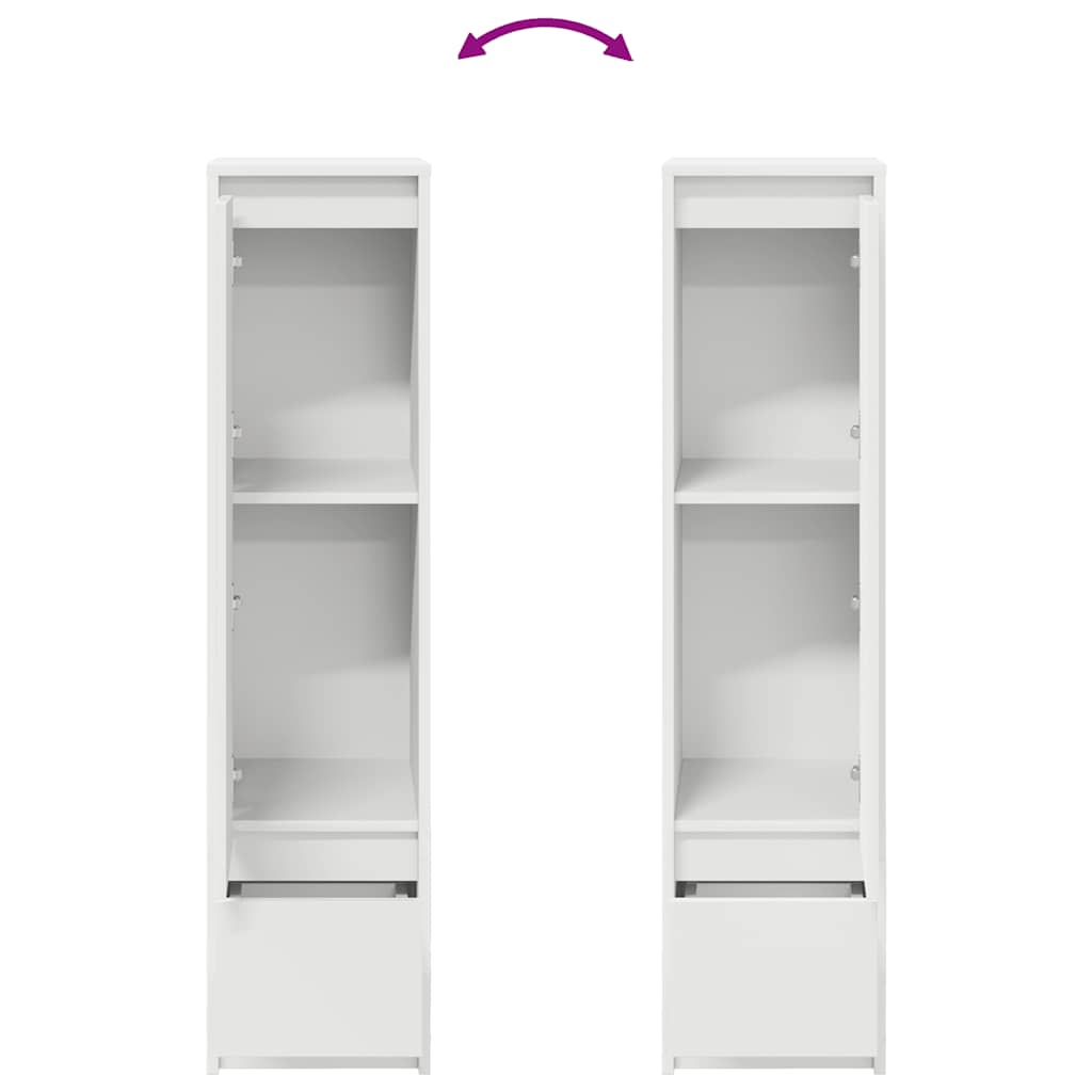 Highboard White 29,5X34X119,5 Cm Dřevěná Konstrukce