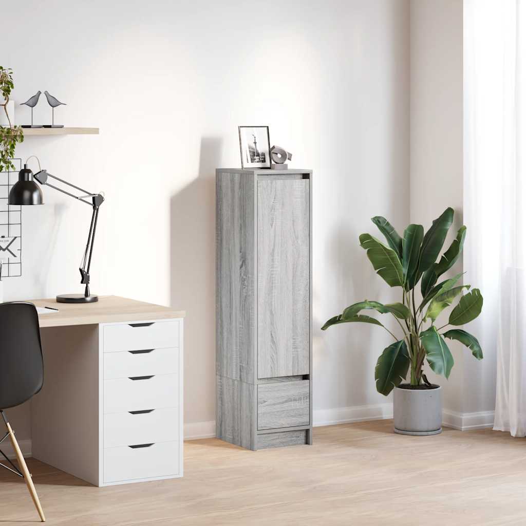 Highboard White 29,5X34X119,5 Cm Dřevěná Konstrukce