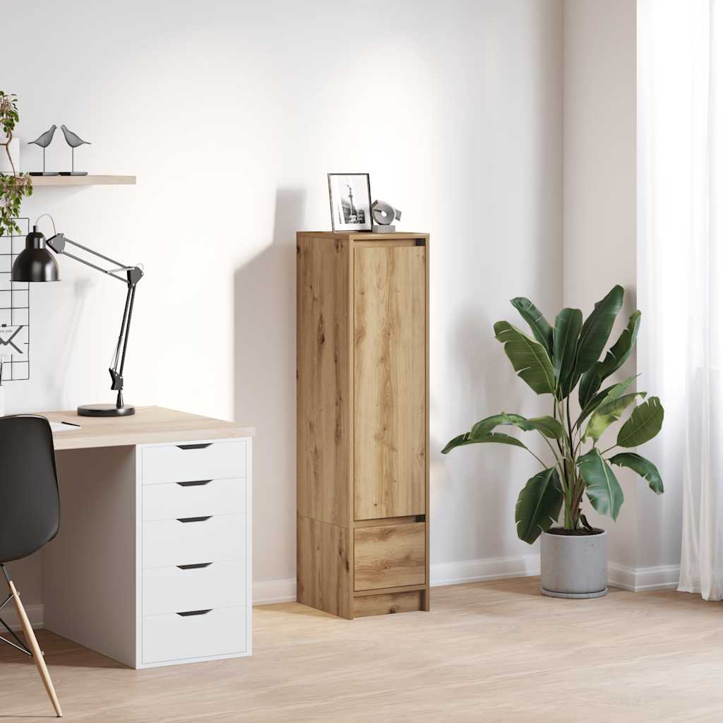 Highboard White 29,5X34X119,5 Cm Dřevěná Konstrukce