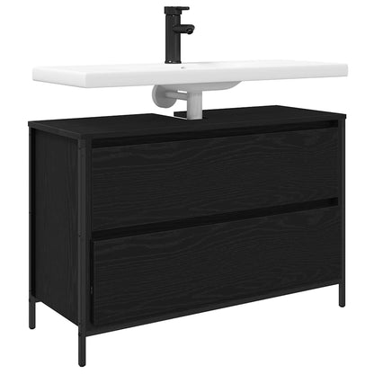 Koupelnová Skříňka S Umyvadlem A Zásuvkami Černý Dub Tmavě Moddrá