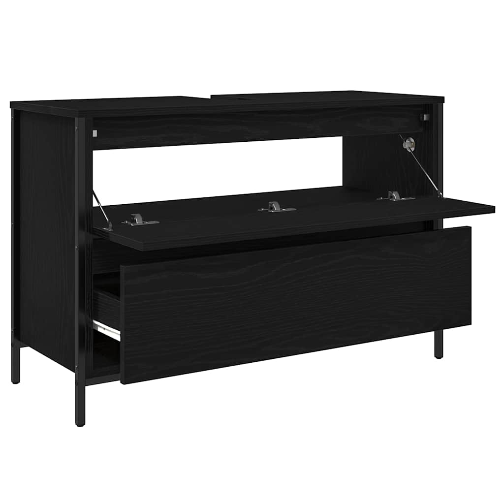 Koupelnová Skříňka S Umyvadlem A Zásuvkami Černý Dub Tmavě Moddrá