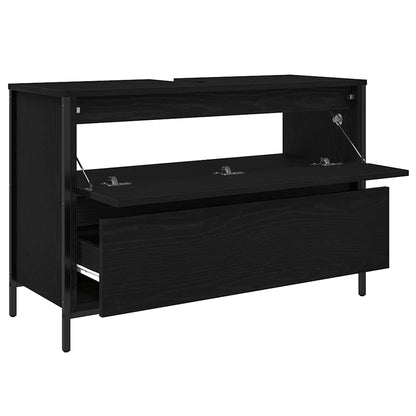 Koupelnová Skříňka S Umyvadlem A Zásuvkami Černý Dub Tmavě Moddrá