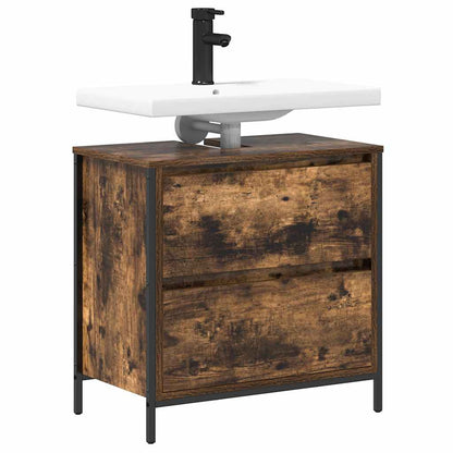 Koupelnová Skříňka S Umyvadlem A Zásuvkami Uzený Dub