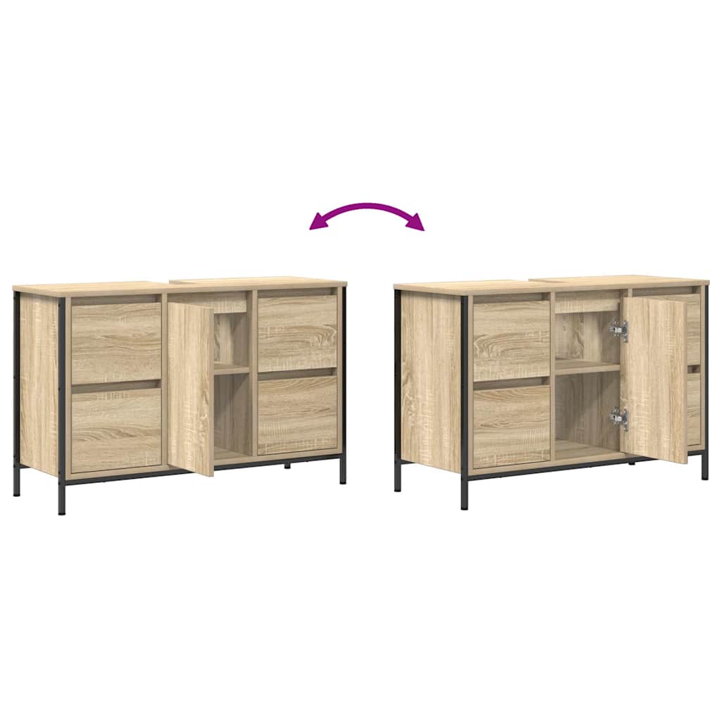 Skříňka S Umyvadlem A Zásuvkami Sonoma Dub 90X34,5X60 Cm