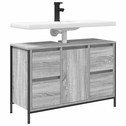 Skříňka Pod Umyvadlo Se Zásuvkami Šedá Sonoma 90X34,5X60 Cm Tmavě Zelená