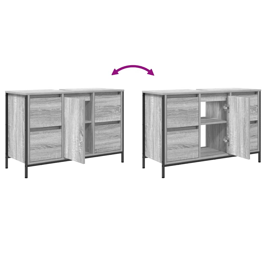 Skříňka Pod Umyvadlo Se Zásuvkami Šedá Sonoma 90X34,5X60 Cm Tmavě Zelená