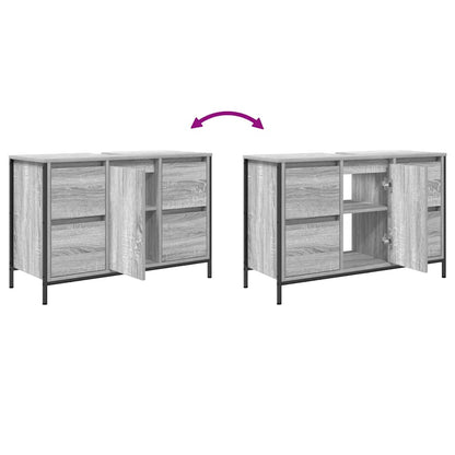 Skříňka Pod Umyvadlo Se Zásuvkami Šedá Sonoma 90X34,5X60 Cm Tmavě Zelená