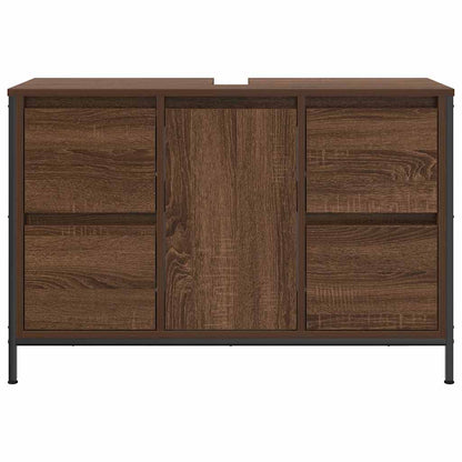 Skříňka S Umyvadlem A Zásuvkami Hnědý Dub 90X34,5X60 Cm