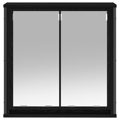 Koupelnová Nástěnná Skříňka Se Zrcadlem Černý Dub 60X21X60 Cm