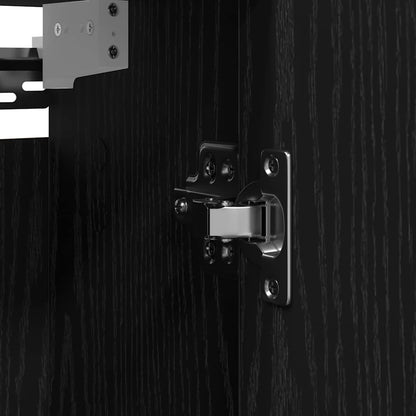 Koupelnová Nástěnná Skříňka Se Zrcadlem Černý Dub 60X21X60 Cm