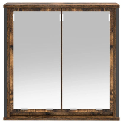 Koupelnová Nástěnná Skříňka Se Zrcadlem Uzený Dub 60X21X60 Cm