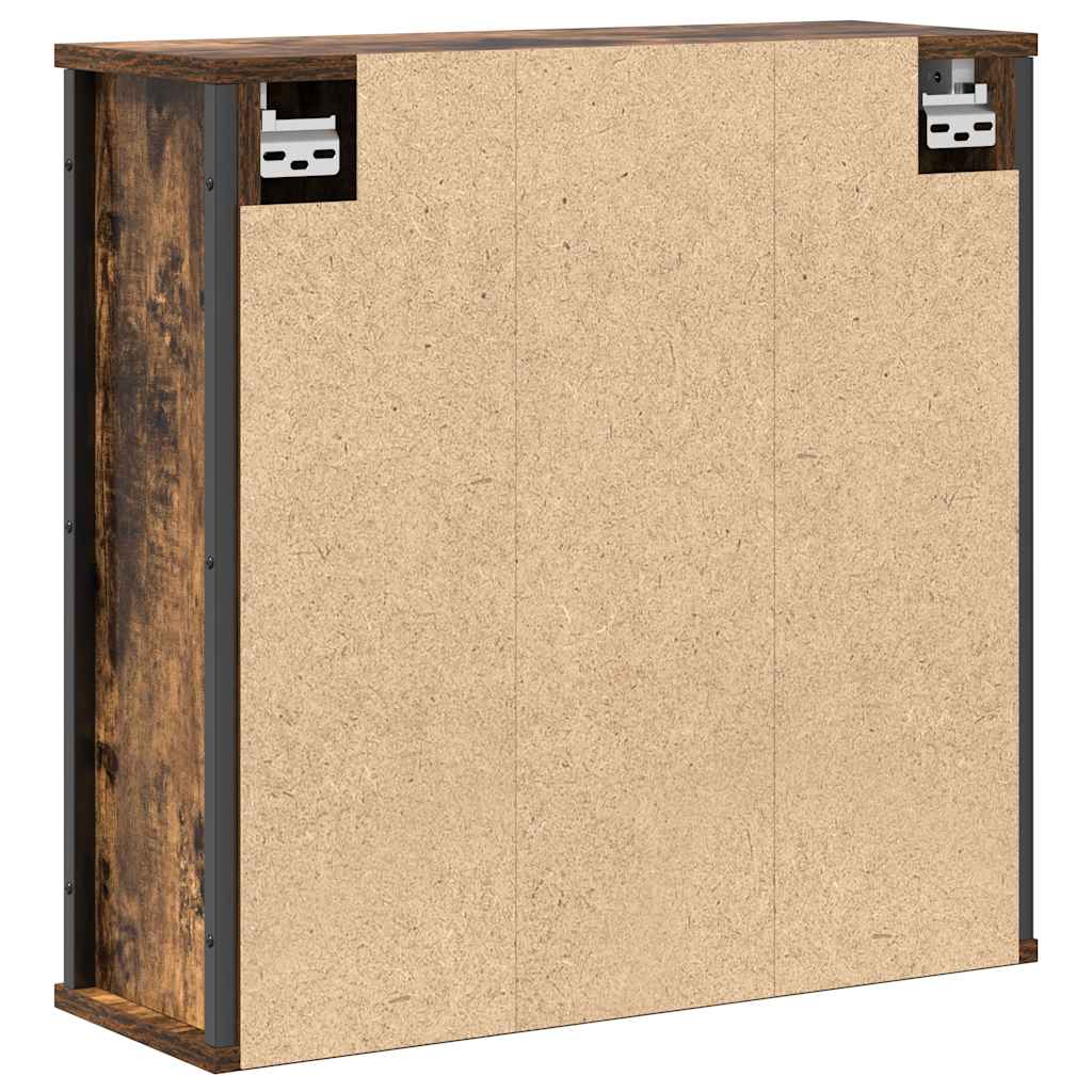 Koupelnová Nástěnná Skříňka Se Zrcadlem Uzený Dub 60X21X60 Cm