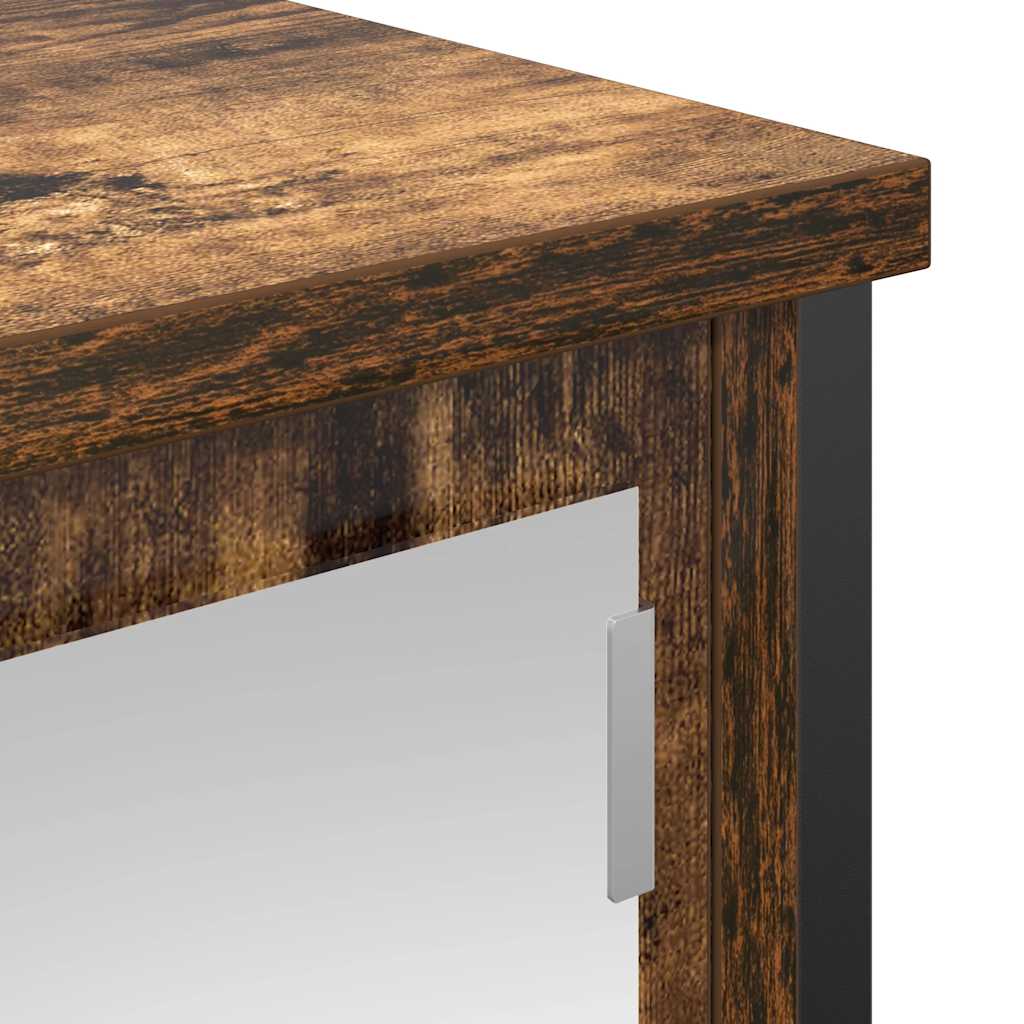 Koupelnová Nástěnná Skříňka Se Zrcadlem Uzený Dub 60X21X60 Cm