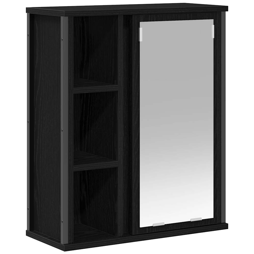 Koupelnová Nástěnná Skříňka Se Zrcadlem Dub Černý 50X21X60 Cm