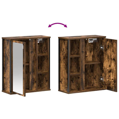 Koupelnová Nástěnná Skříňka Se Zrcadlem Uzený Dub 50X21X60 Cm