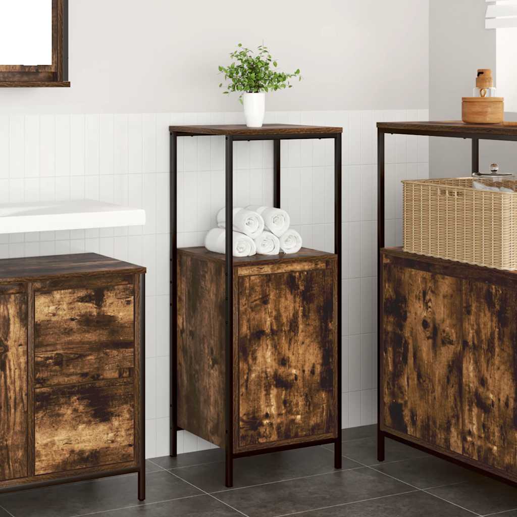 Koupelnová Skříňka S Policemi Uzený Dub 36X35X95 Cm