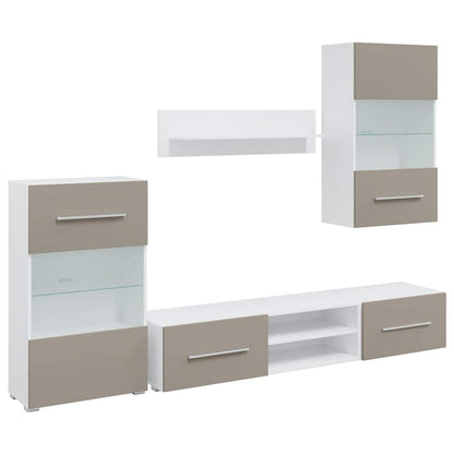 5Dílná Tv Stolky S Led Osvětlením Kamenná Šedá Kompozitní Dřevo Fialová