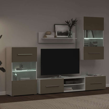 5Dílná Tv Stolky S Led Osvětlením Kamenná Šedá Kompozitní Dřevo Fialová