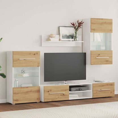 5Dílná Tv Stolky S Led Osvětlením Dub Artisan Kompozitní Dřevo Fialová