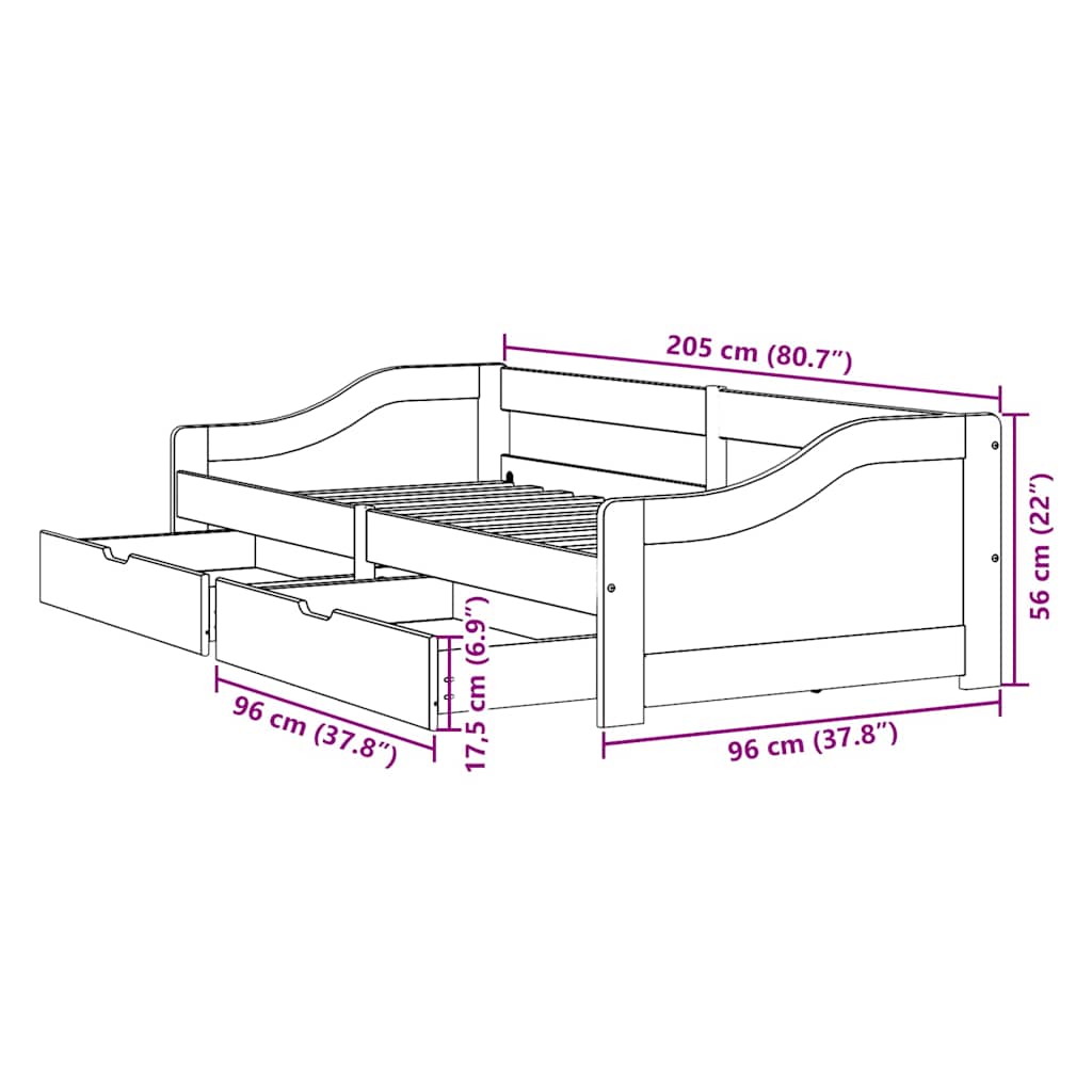 Válenda Se 2 Zásuvkami Bez Matrace Irun 90X200 Cm
