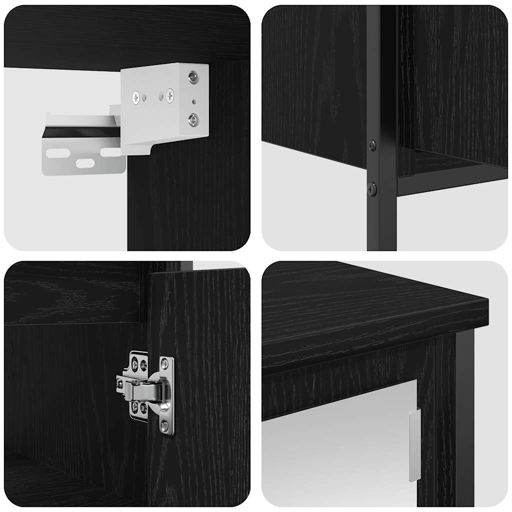 Sada Koupelnového Nábytku 2 Kusy Černý Dub Z Umělého Dřeva