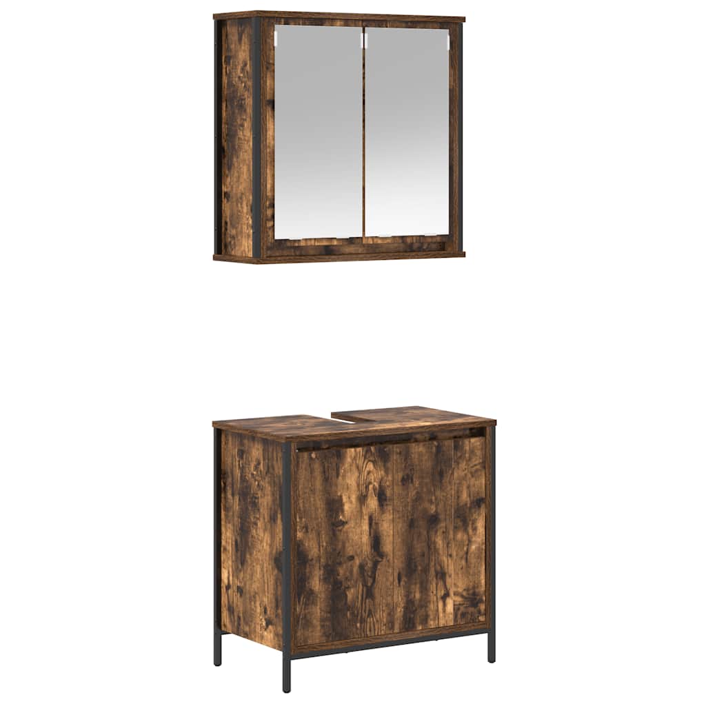 2Dílný Set Koupelnového Nábytku Kouřový Dub Kompozitní Dřevo